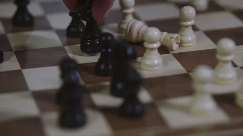 Two chess players play chess, chess pieces are placed on the board Stock Footage 297371030