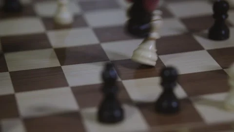 Two chess players play chess, chess pieces are placed on the board Stock Footage 297371296