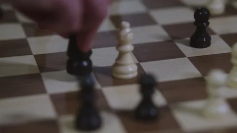 Two chess players play chess, chess pieces are placed on the board Stock Footage 297371367