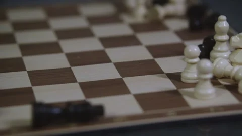 Two chess players play chess, chess pieces are placed on the board Video stock 297371533