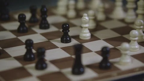 Two chess players play chess, chess pieces are placed on the board Stock Footage 297587698