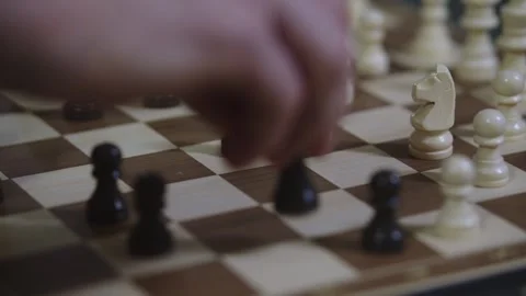 Two chess players play chess, chess pieces are placed on the board Stock Footage 297587706