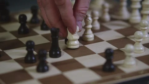 Two chess players play chess, chess pieces are placed on the board Stock Footage 297587870