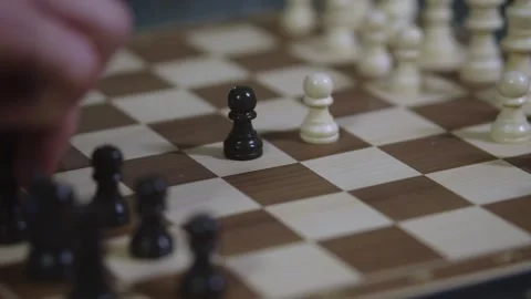 Two chess players play chess, chess pieces are placed on the board Stock Footage 297588291