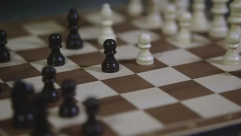 Two chess players play chess, chess pieces are placed on the board Stock Footage 297588619