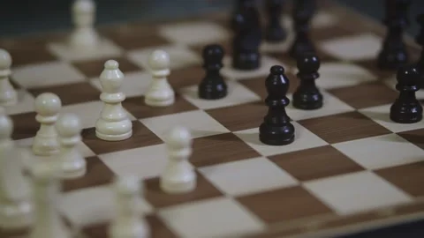 Two chess players play chess, chess pieces are placed on the board Stock Footage 298076316