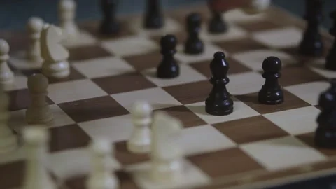 Two chess players play chess, chess pieces are placed on the board Stock Footage 298080790