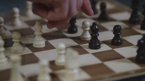 Two chess players play chess, chess pieces are placed on the board Stock Footage 298081726