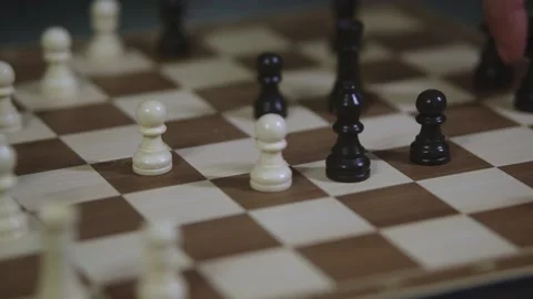 Two chess players play chess, chess pieces are placed on the board Stock Footage 298086098