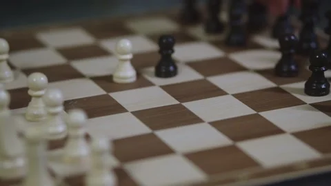 Two chess players play chess, chess pieces are placed on the board Stock Footage 298086248