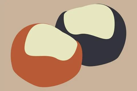 Two chestnuts isolated on White background. Hand drawn computer graphic Fla.. Illustrazione stock