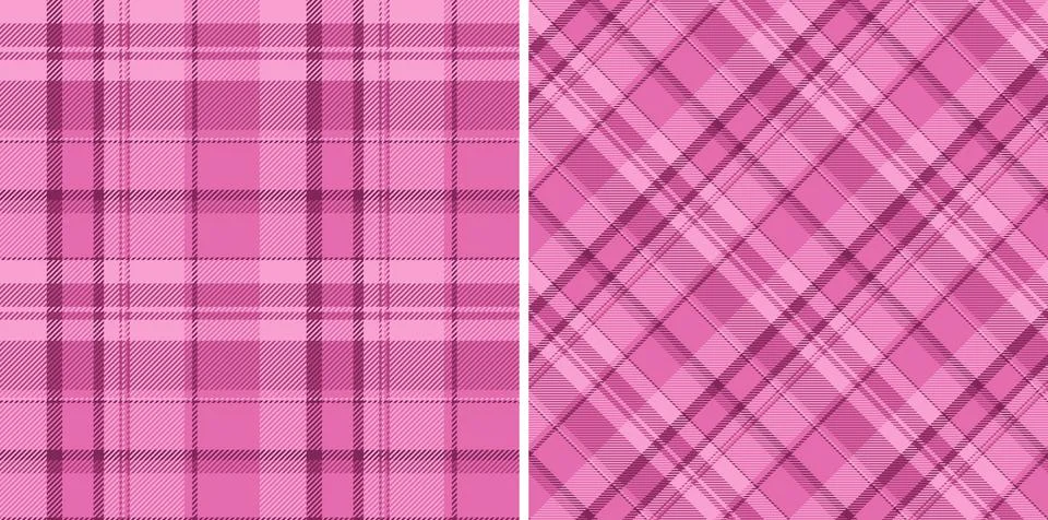 Two chic pink plaid patterns, perfect for textile design, fashion, or web bac Stock Illustration