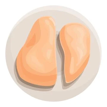 Two chicken breasts lying on a round plate, ready for cooking Stock Illustration