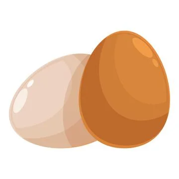 Two chicken eggs resting on white background Stock Illustration