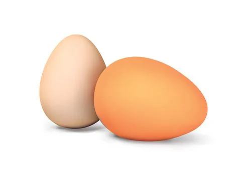Two chicken fresh eggs 3D Stock Illustration