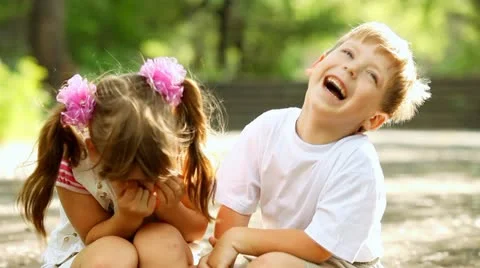 Two child funning in park, outdoors Stock Footage 11491468