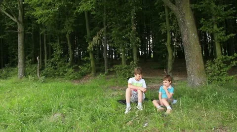 Two Child Speaking In Park Stock-Footage 11275651