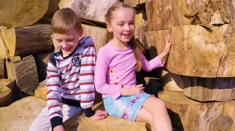 Two children 7-10 years old joke, laugh and talk Video stock 50649617