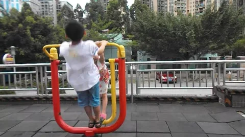 Two children are playing Stock Footage 49875659