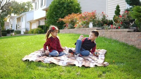 Two children are playing Stock Footage 101085516