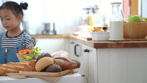 Two children having fun and Happy preparing vegetarian Stock Footage 113521760