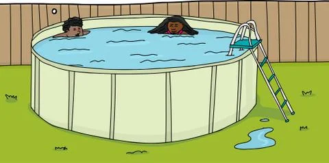 Two children in pool Stock Illustration
