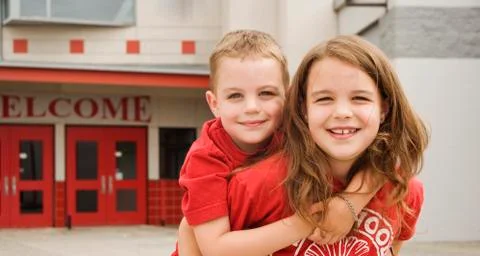 Two children at school Foto stock