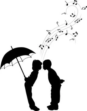 TWO CHILDREN SINGING IN DUET Illustrazione stock