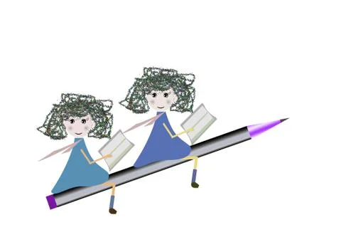 Two children studious Stock Illustration