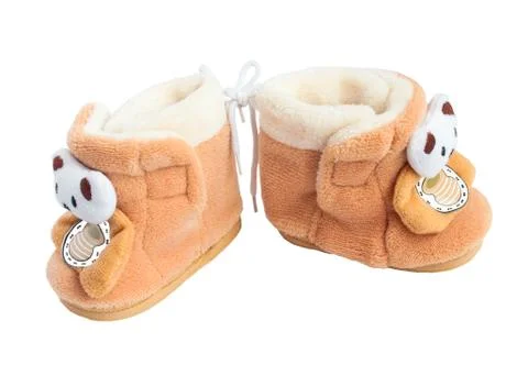 Two children's soft boot with bears Stock Photos