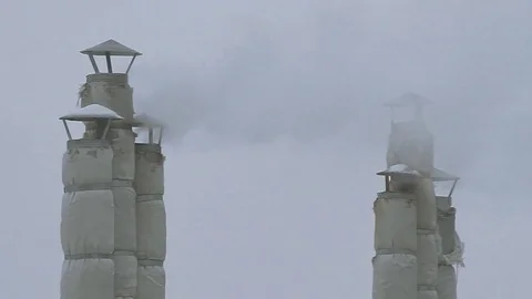 Two Chimneys in the City Stock Footage 72388421