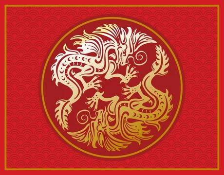 Two Chinese Dragons Stock Illustration