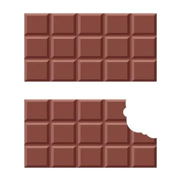 Two Chocolate Bars. Whole and Bitten Chocolate Vector Illustration Stock Illustration