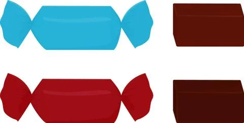 Two chocolate candy wrapped in blue and red Stock Illustration