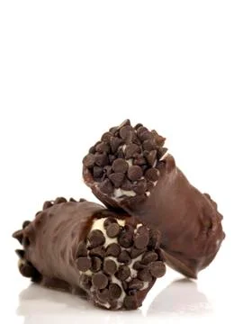 Two chocolate cannolis Stock Photos