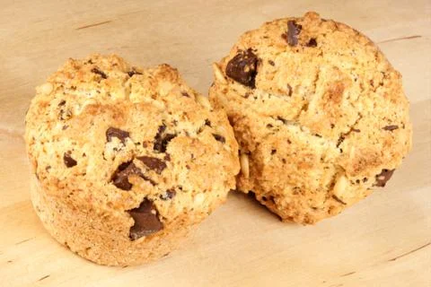 Two chocolate chips muffins Stock Photos