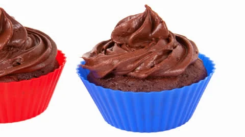 Two Chocolate Cupcakes Stock Footage 25816430