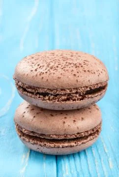 Two chocolate macaroon Stock Photos