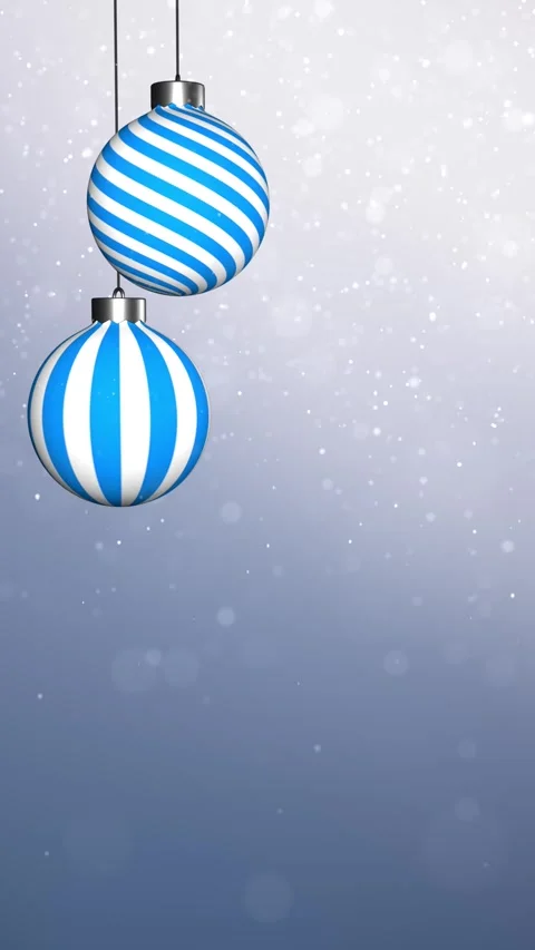 Two christmas baubles rotation with blue sky loop vertical background Stock Footage 345523726