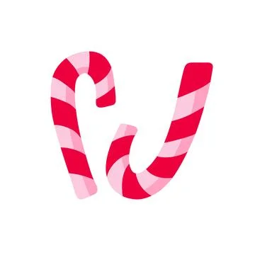 Two christmas candy canes. Flat vector illustration isolated on white. Stock Illustration