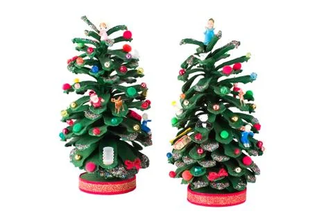 Two Christmas trees close to each other Stock Photos