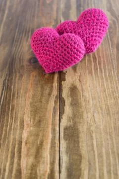 Two chrocheted hearts Stock-Fotos