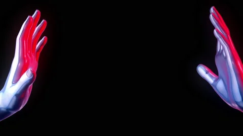 Two chrome metal human hands reaching out to each other Stock Footage 181007396