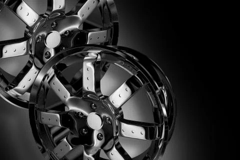Two chrome wheels - shiny chromed alloy Stock Illustration
