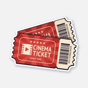 Two cinema tickets with barcode. Stock Illustration