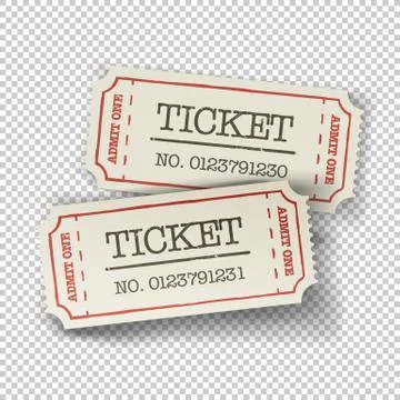 Two cinema tickets (pair). Isolated on transparent background, vector illustr Stock Illustration