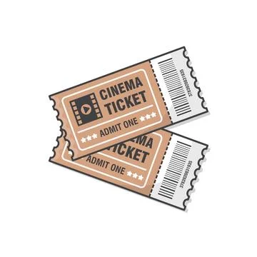 Two Cinema Tickets Vector Icon Illustration. Ticket For Entrance To The Event Ilustração Stock