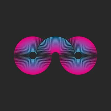 Two circles of the logo made of thin parallel lines connected by an arc bri.. Stock-Illustration