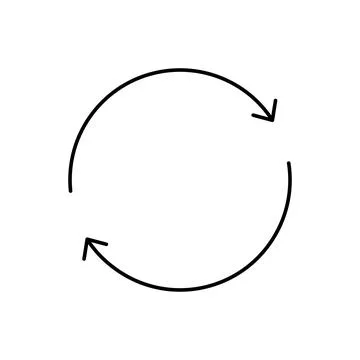 Two circular arrows. Simple outline black and white vector icon with thin lin イラスト素材
