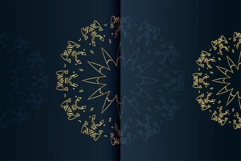Two circular patterns featuring intricate designs in gold and blue hues Иллюстрация